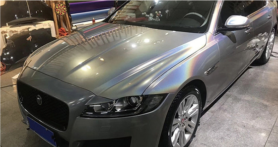 Matte Gold Laser Grey Glitter Car Wrap Air Release ไม่ซีดจาง 140gsm