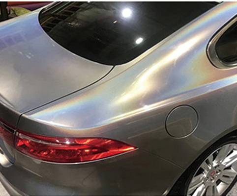 Matte Gold Laser Grey Glitter Car Wrap Air Release ไม่ซีดจาง 140gsm