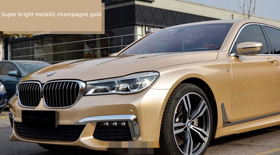 PET Super Bright Gloss Car Vinyl Wrap สีทองแชมเปญ