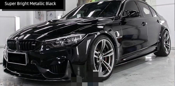 ฟิล์มห่อรถไวนิลเคลือบเงาแบบกวาดนิ้วได้ Super Bright Metallic Black Car Wrap Film