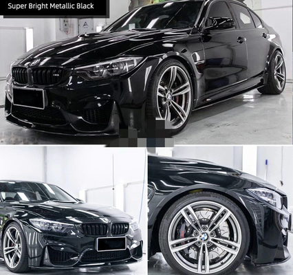 ฟิล์มห่อรถไวนิลเคลือบเงาแบบกวาดนิ้วได้ Super Bright Metallic Black Car Wrap Film