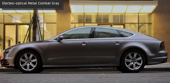 140gsm Matte Car Vinyl Wrap Electro Optical Metal Battle ฟิล์มห่อรถยนต์สีเทา