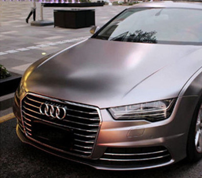 140gsm Matte Car Vinyl Wrap Electro Optical Metal Battle ฟิล์มห่อรถยนต์สีเทา