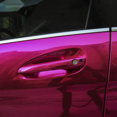 120µM ฟรี Slideable Pink Chrome Car Wrap Film ความต้านทานสเปรย์เกลือ