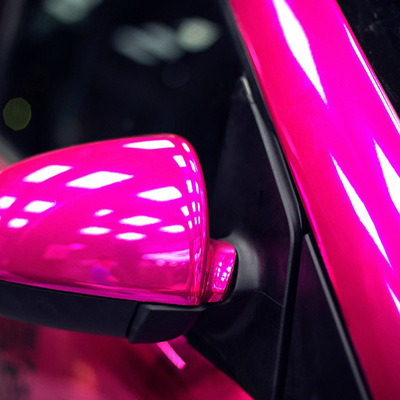 120µM ฟรี Slideable Pink Chrome Car Wrap Film ความต้านทานสเปรย์เกลือ