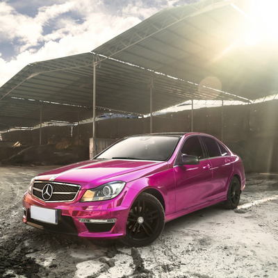 120µM ฟรี Slideable Pink Chrome Car Wrap Film ความต้านทานสเปรย์เกลือ