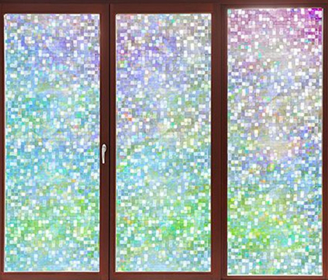 Dichroic สี่เหลี่ยม กาวในตัว ฟิล์มกระจกตกแต่งหน้าต่าง ป้องกันแสงจ้า