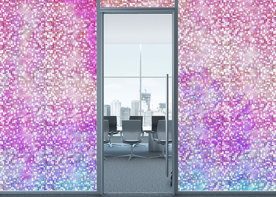 Dichroic สี่เหลี่ยม กาวในตัว ฟิล์มกระจกตกแต่งหน้าต่าง ป้องกันแสงจ้า